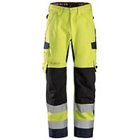 Snickers 6563 ProtecWork High-Vis Waterproof Shell Trousers Class 2 Size 88 (W30xL30inch) Yellow & Navy