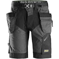 Snickers 6904 FlexiWork, Work Shorts+ Holster Pockets Steel Grey - Black Size: 64