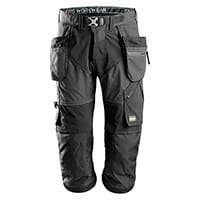 Snickers 6905 FlexiWork Work Pirate Trousers With Holster Pockets Size 44 (W30xL32inch) Steel Grey & Black