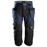 Snickers 6905 FlexiWork Work Pirate Trousers With Holster Pockets Size 44 (W30xL32inch) Navy & Black