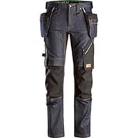 Snickers 6955 FlexiWork Denim Work Trousers+ Holster Pockets Denim - Black Size 88 (W30xL30inch)
