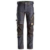 Snickers 6956 FlexiWork Denim Work Trousers Plus Size 88 (W30xL30inch) Denim/Black