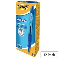 Bic Velocity Retractable Ballpoint Pen Blue Cushioned Grip Pack 12