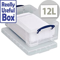Plastic Storage Box 12 Litre Stackable Clear Really Useful