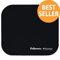Fellowes Microban Mousepad - Non Slip Backing, Antibacterial, 3mm Thickness, Suitable for Optical and Laser Mice - Colour: Black