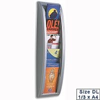 Quick Fit Literature Holder Wall Mount 5 DL Pockets 1/3xA4 Aluminium