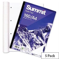 A4 Refill Pad Feint Ruled 160 Pages White Pack 5 Summit