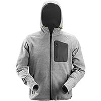Snickers 8041 FlexiWork, Fleece Hoodie Grey - Black Size: S