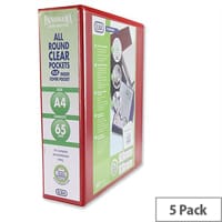 Elba Panorama Presentation 70mm Red A4 Lever Arch File Pack of 5