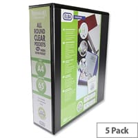 Elba Panorama Presentation 70mm Black A4 Lever Arch File Pack of 5