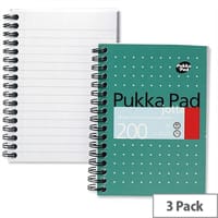Pukka Pad Ruled Wirebound Mettalic Jotta Notepad 200 Pages A6 (Pack of 3) JM036