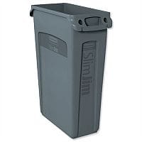 Rubbermaid Slim Jim Recycling Bin Container with Venting Channels 87L Grey Without Lid