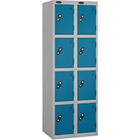 Probe 4 Door Locker Silver Body, Blue Door - Cam Lock, ACTIVECOAT, Nest of 2 W305 x D305 x H1780mm 7 Year Warranty