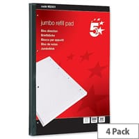 Jumbo A4 Refill Pad Sidebound with Margin 4 Hole Punched 200 Sheets Pack 4 5 Star