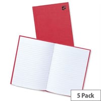 5 Star A5 Manuscript Book Casebound 192 Pages Pack 5