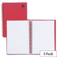 5 Star A5 Wirebound Manuscript Book 160 Pages Red Pack 5