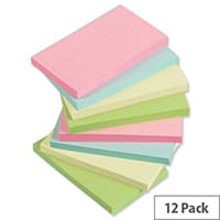 Sticky Notes Pastel Pad of 100 Sheets 76x127mm Assorted Pack 12 5 Star