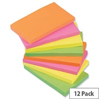 Sticky Notes Neon Pad of 100 Sheets 76x127mm Assorted Pack 12 5 Star