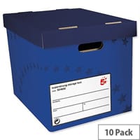 5 Star Archive Storage Box Foolscap Superstrong Blue 10 Pack