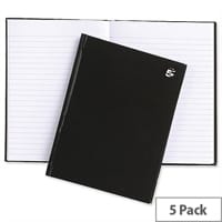 5 Star A5 Hard Cover Notebook Casebound Black Pack 5