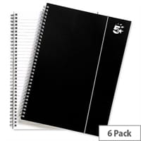 A4 Wirebound Notebook Elasticated Polypropylene 80gsm Black Pack 6 5 Star