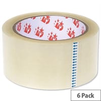 5 Star Packing Tape Roll Polypropylene Low Noise 48mmx66m Clear (6 Pack)