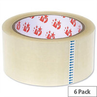 5 Star Packing Tape Roll Polypropylene Low Noise 48mmx66m Clear (6 Pack)