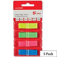5 Star Office Index Flags 4 Solid Colours 15 x 45mm 40 Flags per Colour Assorted Pack 5