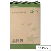 5 Star Eco 127x200 Shorthand Notebook 80 Sheets Pack of 10