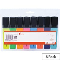 5 Star Office Highlighters Pens Chisel Tip Assorted Colours Wallet Pack of 8