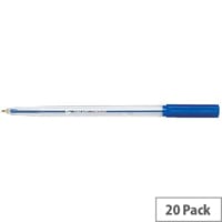 5 Star Office Ball Pen Clear Barrel Medium 1.0mm Tip 0.7mm Line Blue Pack of 20