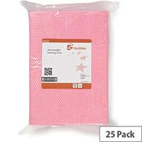 5 Star Facilities Pack of 25 Cloths AntiMicrobial HeavyDuty 76gsm 50x30cm Red