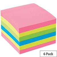 5 Star Office 76x76mm Extra Sticky Re-move Notes 4 Assorted Neon Colours 90 Sheets Per Pad Pack of 6 Pads