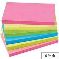 5 Star Office 76x127mm Extra Sticky Re-move Notes 4 Assorted Neon Colours Pad of 90 Sheets Pack of 6 Pads