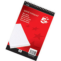 5 Star Office A5 Shorthand Pad Ruled 200 Pages White