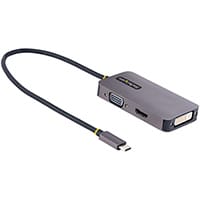 StarTech.com USB C Video Adapter, USB C to HDMI DVI VGA Adapter, Up to 4K 60Hz, Aluminum, Multiport Video Display Adapter, Thunderbolt 3 / 4 Compatible, USB Type C Travel Adapter