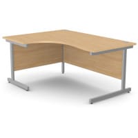 Left Hand Radial Corner Office Desk - Silver Cantilever Legs W1600xD1200xH725mm Beech Ashford