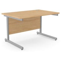 Office Desk - Rectangular Beech Top & Silver Cantilever Legs W1200xD800xH725mm Ashford 15 Year Guarantee