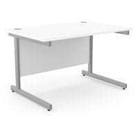 Office Desk Rectangular Silver Cantilever Legs W1200xD800xH725mm White Ashford