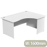 Radial Right Hand Corner Office Desk - Panel End - W1600xD1200xH725mm - White