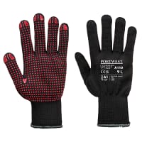 Portwest A110 Polka Dot Glove - Black, XL, Enhanced Grip