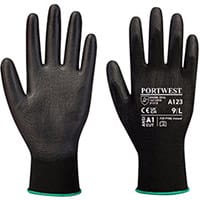 Portwest A123 PU Palm Glove Latex Free (Pack of 144) Black Small