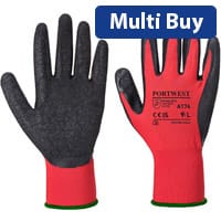 Portwest A174 Flex Grip Latex Glove - Red & Black, XXL, Flexible and Strong
