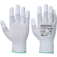 Portwest A198 Antistatic PU Fingertip Glove Grey XXSmall