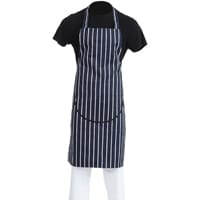 Whites Butchers Apron Navy Stripe with Pocket