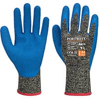 Portwest A611 Aramid HR Cut Latex Glove Black & Blue XL