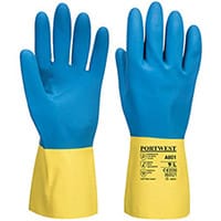 Portwest A801 Double-Dipped Latex Gauntlet Yellow & Blue Small