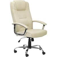 Alphason Houston Executive Chair - High Padded Back - Padded Arms - Chrome Frame - Cream