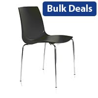 ARI Canteen Stacking Chair with Chrome Frame and Polypropylene Seat In Black