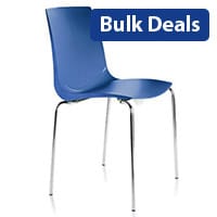 ARI Canteen Stacking Chair with Chrome Frame and Polypropylene Seat In Blue